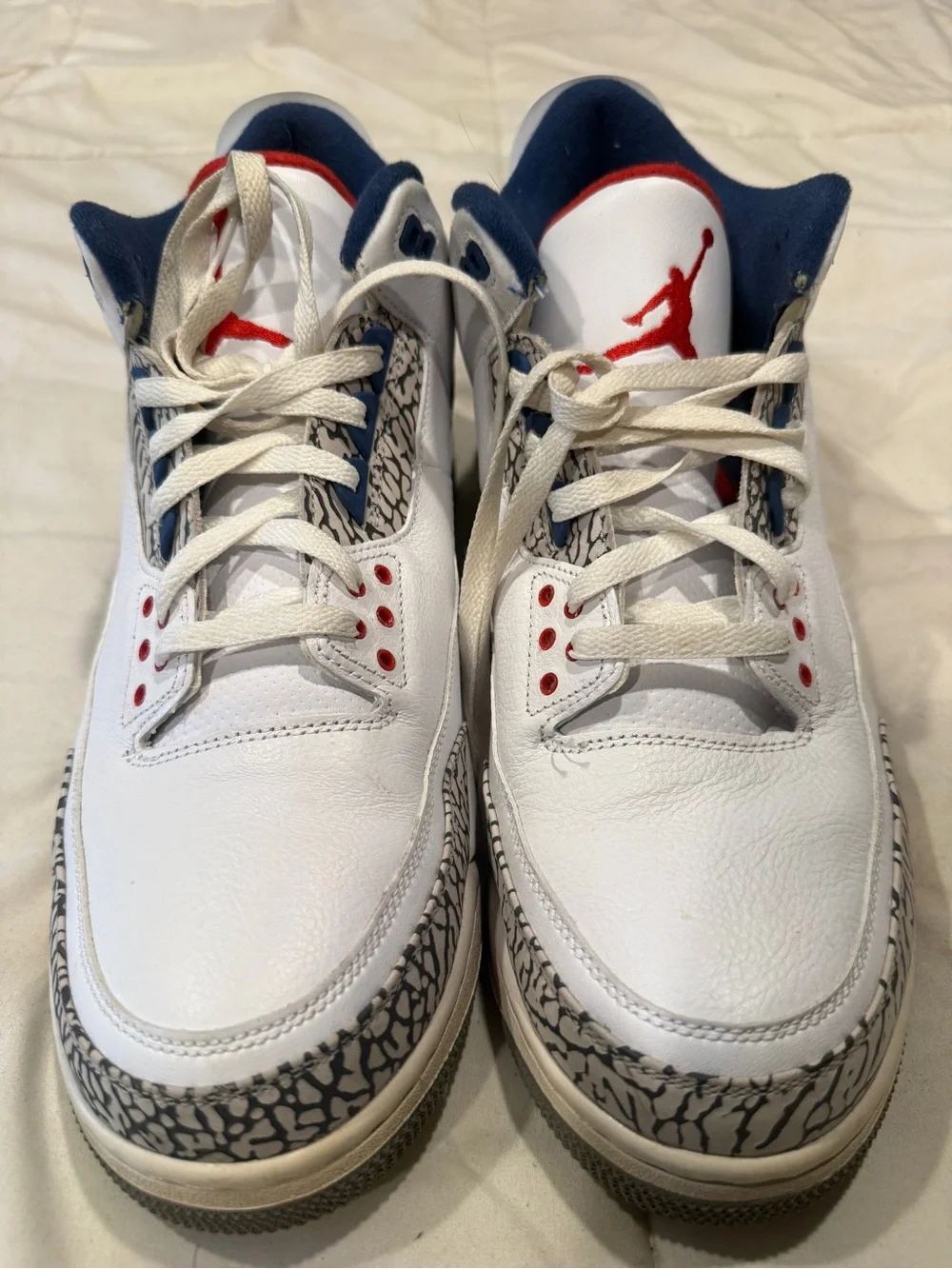 Jordan White/Red/Navy Retro 3 Style Sneakers (worn once)